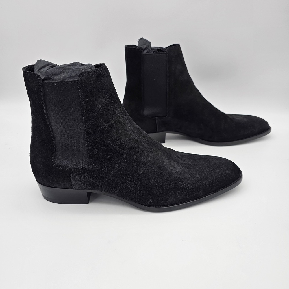 Saint Laurent Paris YSL Wyatt 30 Chelsea Boots Black Suede Italian Sz 13, 46